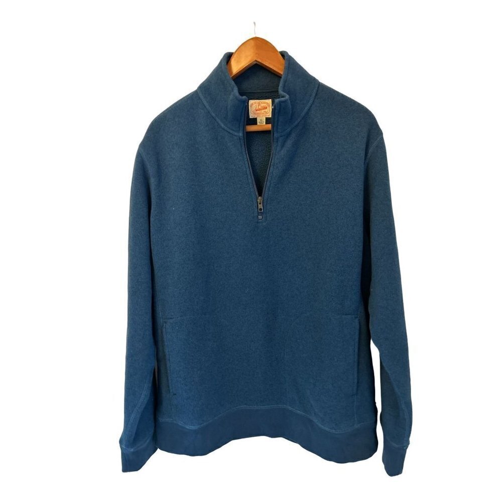 J.CREW Knit Wear 1/4 Zip Fleece Pullover Blue Sweater Long Sleeve Size XLarge